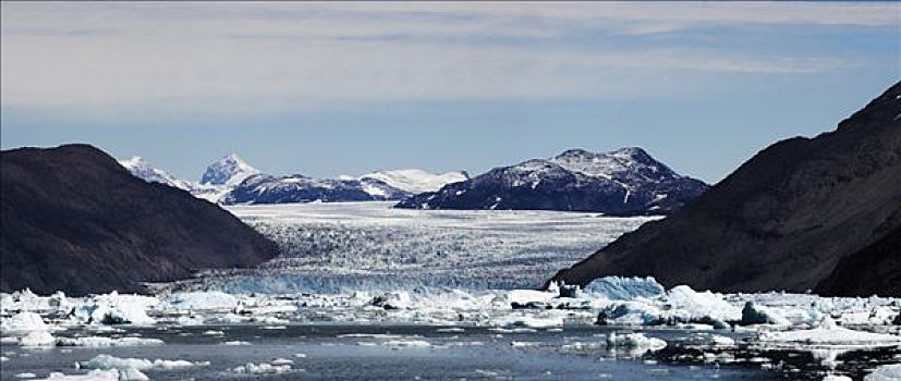 冰河,远景,峡湾,靠近,南方,格陵兰,北方,大西洋