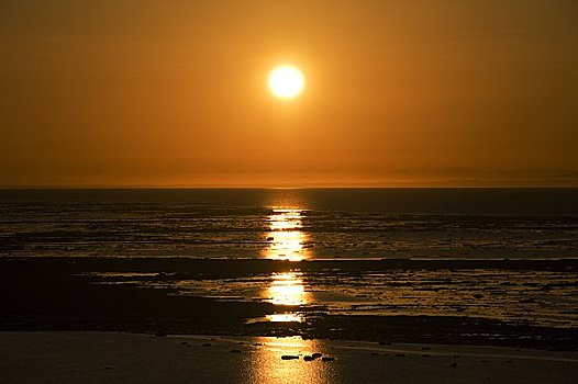 浮冰,落日