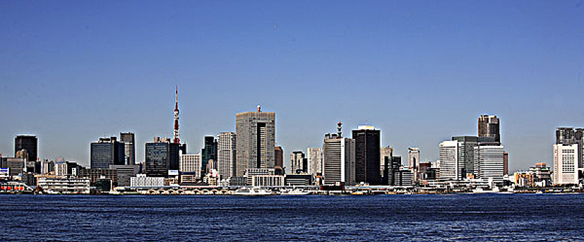 日本,东京,港口,天际线,全景