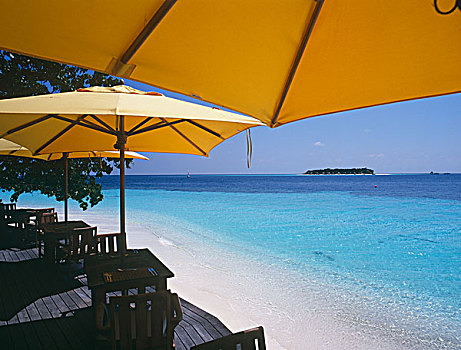 桌子,伞,海滩