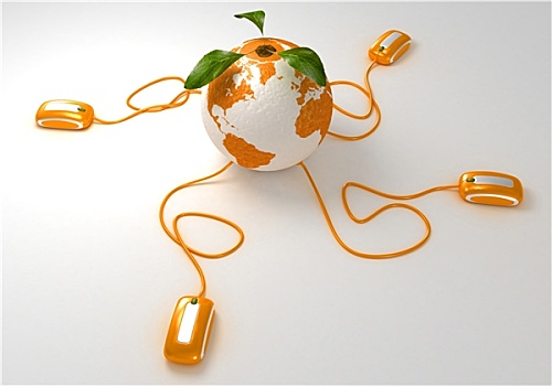 世界,橙色,网络