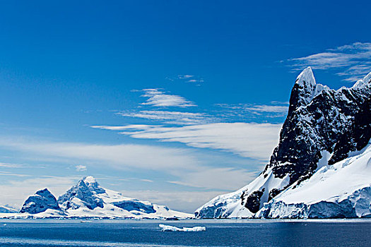 南极,山峰,上升,高处,雷麦瑞海峡,晴朗,春天,下午