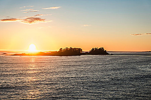 日落,海平线,环太平洋国家公园,温哥华岛,不列颠哥伦比亚省,加拿大