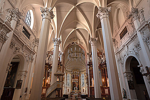 哥特式,天花板,拱顶,教堂高坛,教会,教堂,早,17世纪,维也纳,奥地利,欧洲