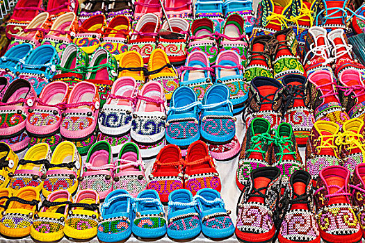 泰国,曼谷,市场,店面展示,种族,孩子,鞋