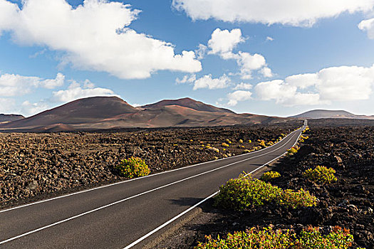 公路,火山,蒙大拿,蒂玛法雅国家公园,兰索罗特岛,加纳利群岛,西班牙