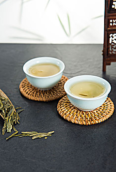 两杯绿茶,茶具,喝茶,茶道
