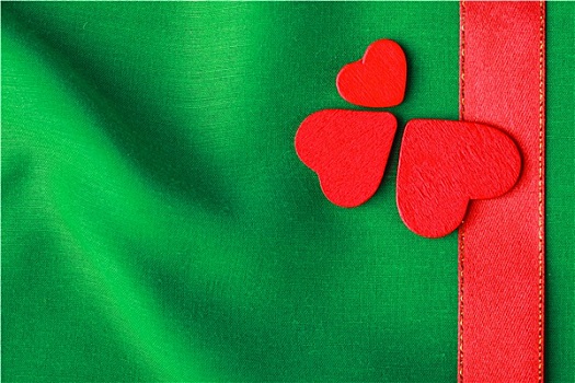 红色,木质,装饰,心形,绿色,布,背景