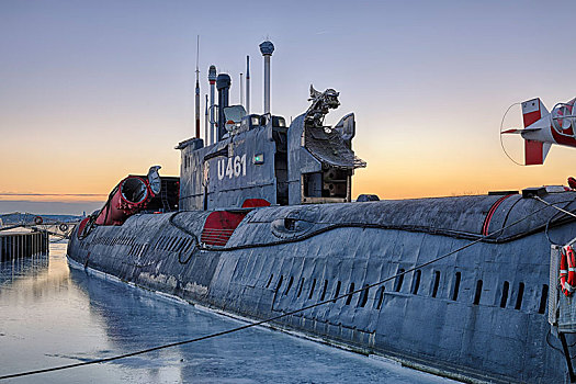 潜水艇,海事博物馆,乌瑟多姆岛,梅克伦堡前波莫瑞州,德国,欧洲