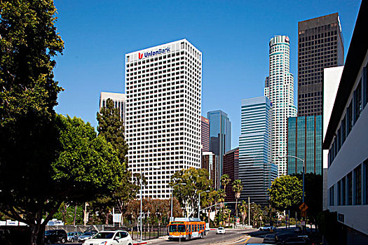 俯视,洛杉矶市区,加利福尼亚