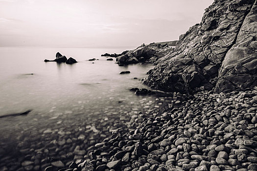 石头,海滩,长,定时暴光