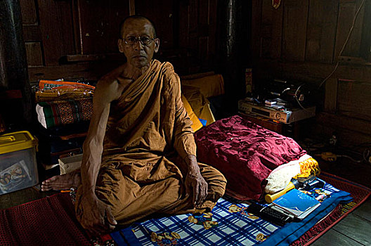 僧侣,房间,寺院,泰国,十月,2007年