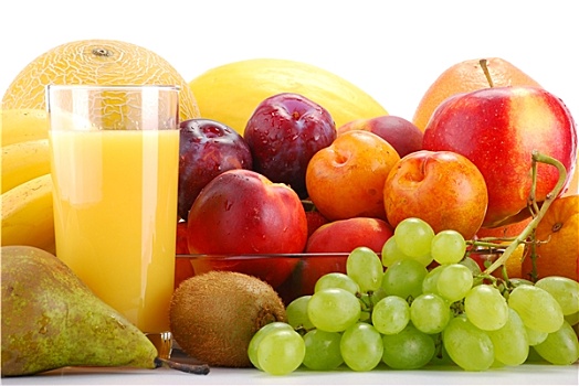 构图,水果,玻璃,橙汁