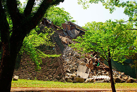 破损,熊本,城堡,地震,日本