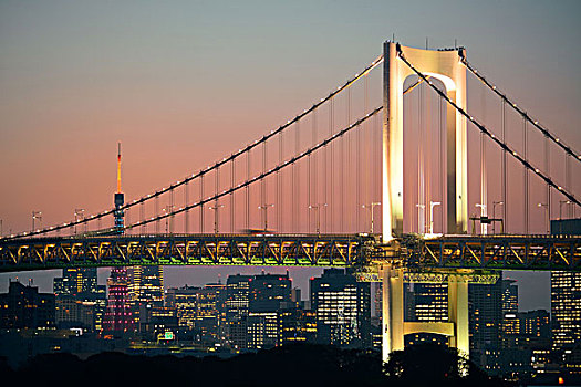 东京湾,彩虹桥,东京塔,日本