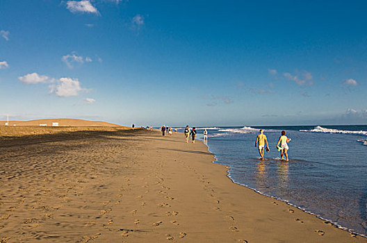 游客,海滩,大卡纳利岛,加纳利群岛,西班牙