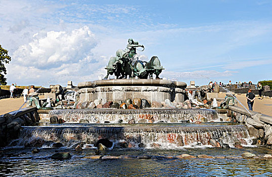 喷泉,哥本哈根,丹麦,斯堪的纳维亚,北欧