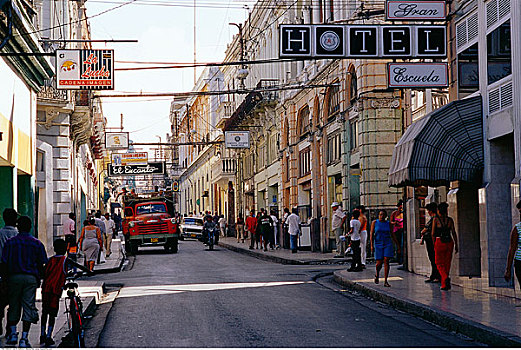 街景,圣地亚哥,古巴