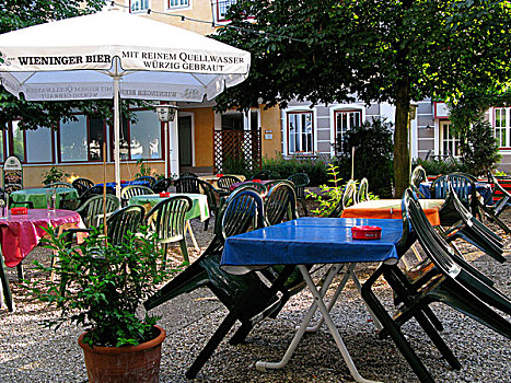 啤酒,花园,桌子,椅子,普里恩,上巴伐利亚,巴伐利亚,德国,欧洲