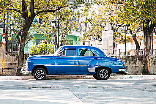 加勒比,古巴,蓝色,老爷车,街道,雪佛兰