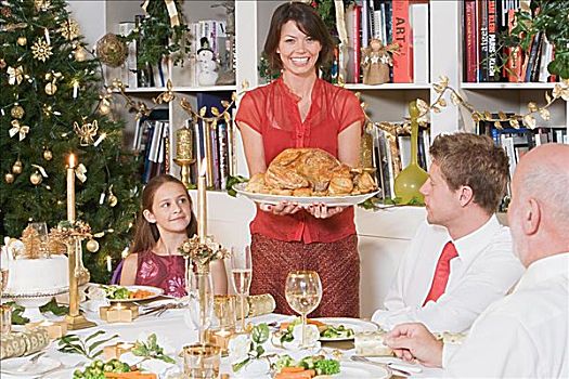 家庭,餐桌,圣诞节