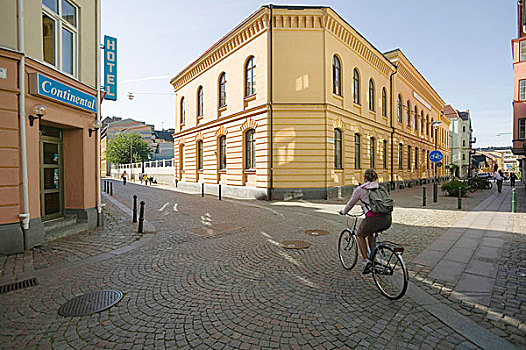 骑车,骑自行车,正面,酒店,欧洲,瑞典