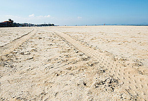 轮子,轨迹,海滩,沙子
