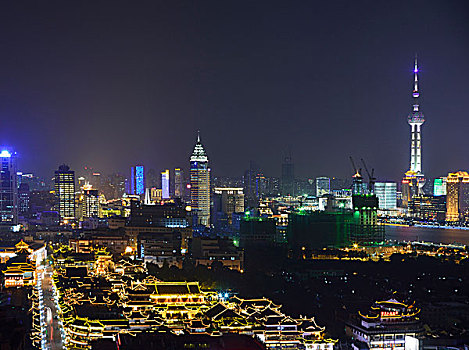 豫园与东方明珠夜景