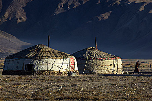 蒙古包,山,山脉,塔吉克斯坦,中亚