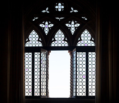 中世纪,窗户,剪影