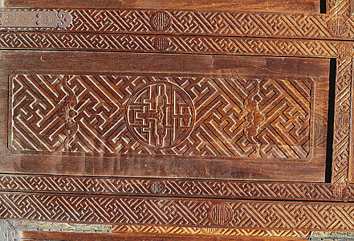 北京故宮儲秀宮東殿門上的木雕
