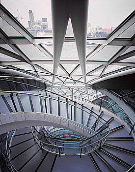 市政厅,格拉,伦敦,螺旋楼梯,风景,窗户