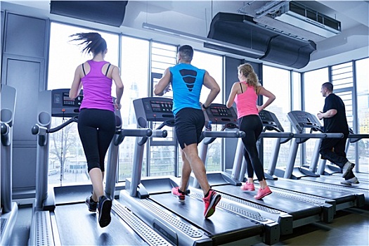 女人,练习,跑步机,健身房