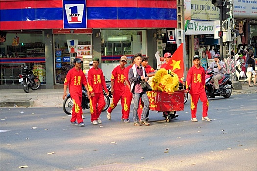 舞龙,庆贺新年,胡志明市,越南