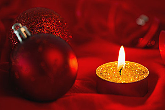 金色,茶烛,蜡烛,圣诞装饰