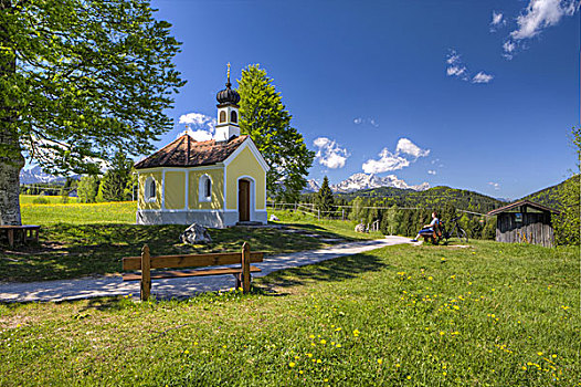 小教堂,玛丽亚,靠近,乡村,楚格峰,上巴伐利亚,巴伐利亚,德国