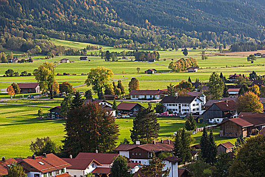 德国,巴伐利亚,伯格霍夫,阿尔卑斯山,俯视图