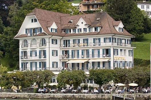 酒店,琉森湖,瑞士