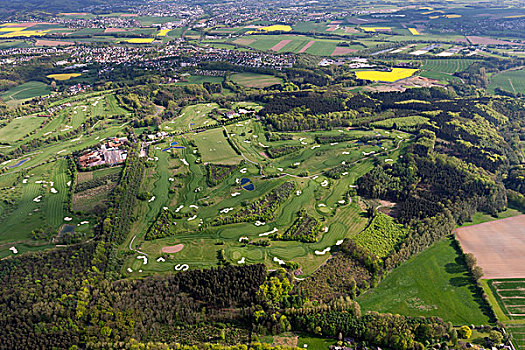 航拍,高尔夫球杆,高尔夫球场,鲁尔区,北莱茵-威斯特伐利亚,德国,欧洲