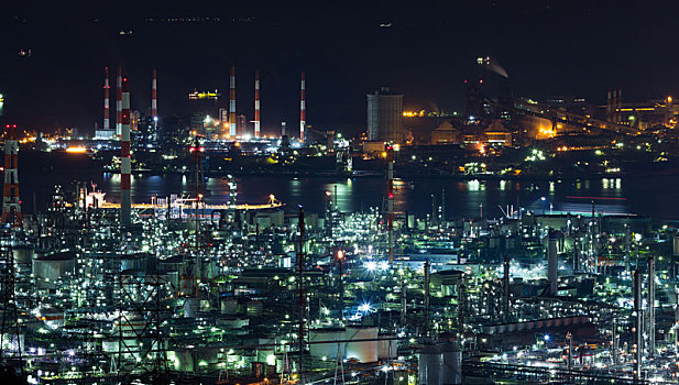 工业,区域,日本,夜晚