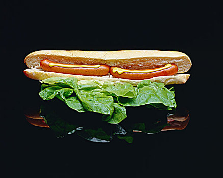 一个三明治,斯特拉斯堡,香肠,沙拉叶
