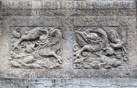 古建筑石栏龙石雕,中国山西省运城市解州关帝庙
