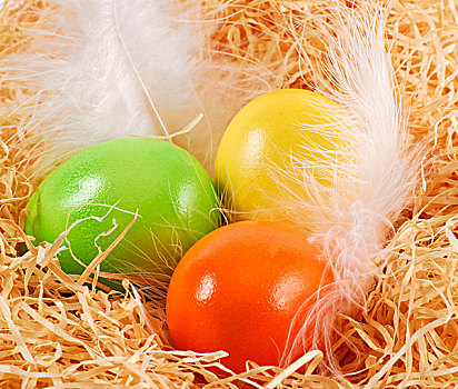 三个,复活节,蛋,篮子