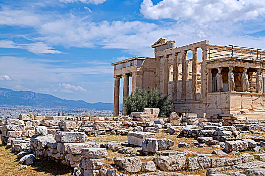 伊瑞克提翁神庙,庙宇,雅典卫城,雅典,阿提卡,希腊,欧洲