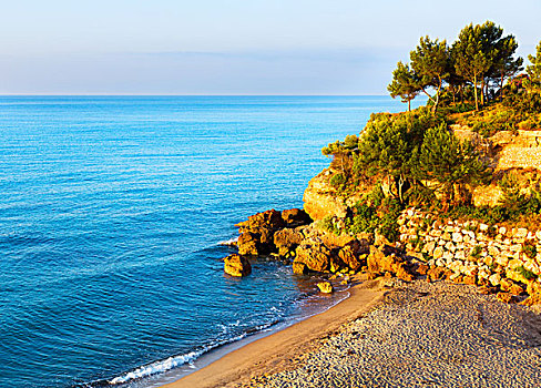 西班牙,海岸,石头,地中海