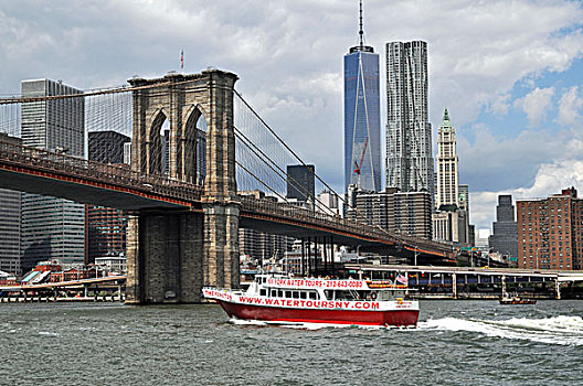 布鲁克林大桥,自由,塔楼,一个,世贸中心,曼哈顿,纽约,美国