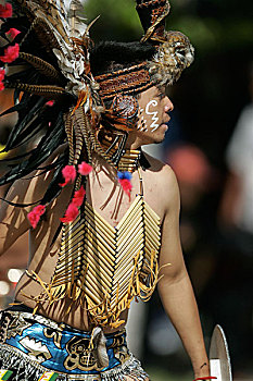 墨西哥人,舞者,羽毛,服饰,墨西哥,七月,2007年