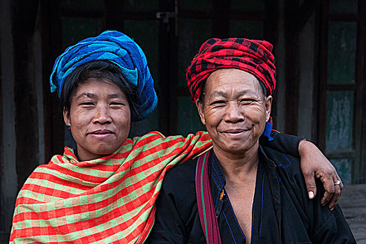 男人,女人,种族,穿,传统服装,掸邦,缅甸,亚洲