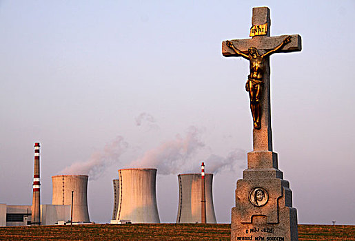 十字架,正面,核能,车站,多,南摩拉维亚,捷克共和国,欧洲