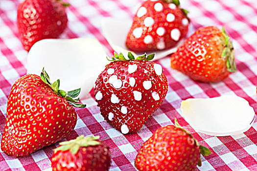 草莓,糖粉,圆点